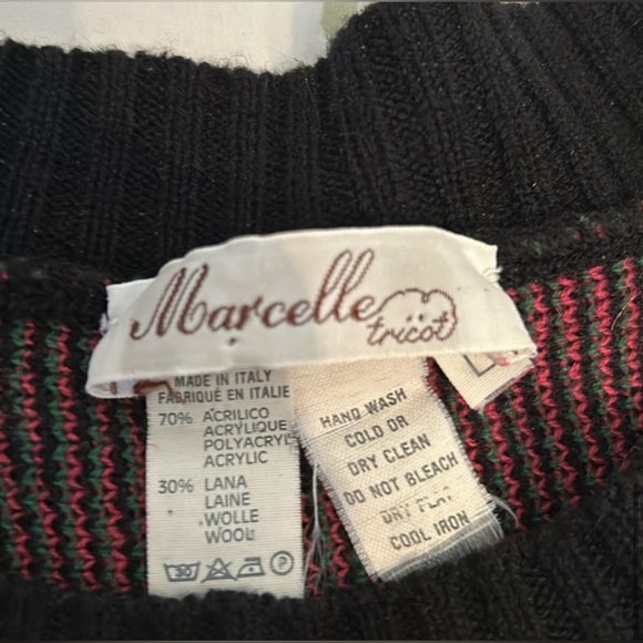 Vintage Marcella Tricot Checkered Rose Sweater - Picture 9 of 13